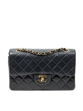 Chanel Quilted Double Flap Bag Black Lambskin Leather